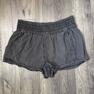 Aerie Womens Gray Smocked Waist Dolphin Hem Shorts Size L